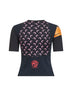 T-shirt baby-fit in jersey nero con grafica rigenerata
