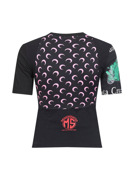 Black jersey regenerated graphic baby-fit T-shirt