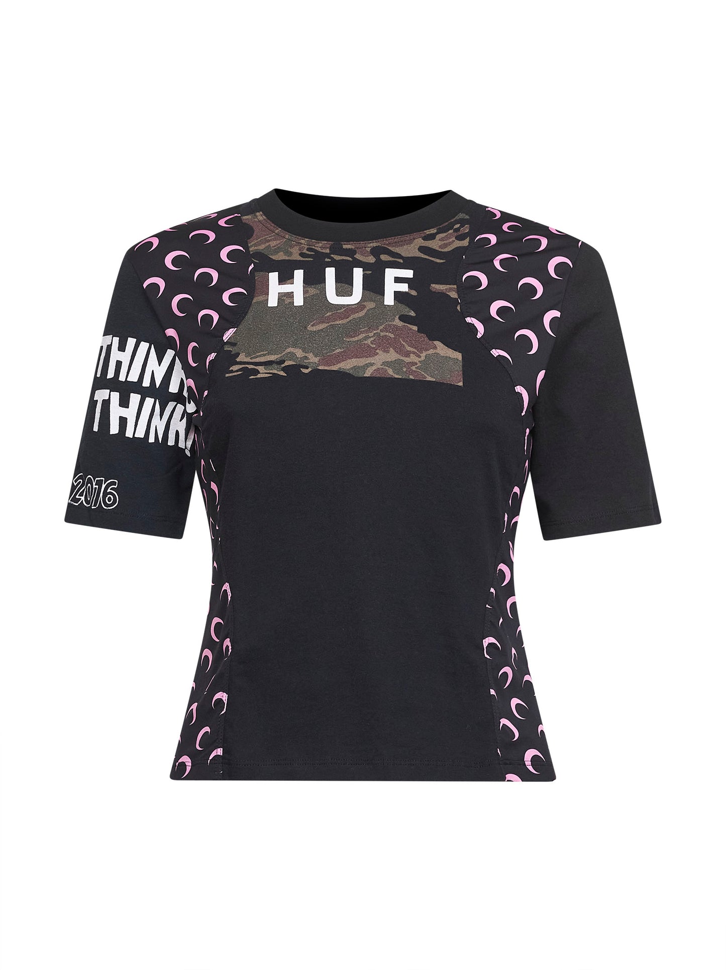 Black jersey regenerated graphic baby-fit T-shirt