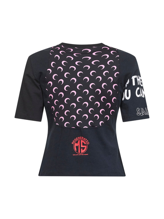 Black jersey regenerated graphic baby-fit T-shirt