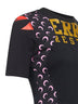 T-shirt baby-fit in jersey nero con grafica rigenerata