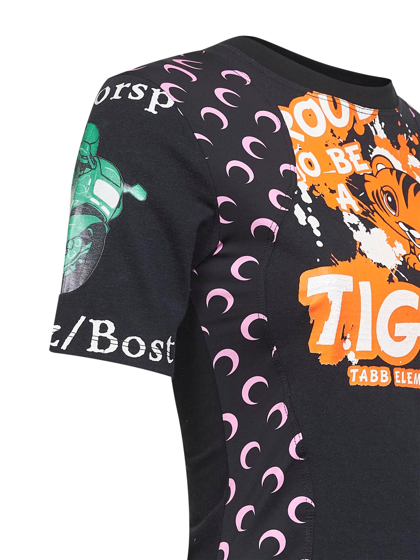Black jersey regenerated graphic baby-fit T-shirt