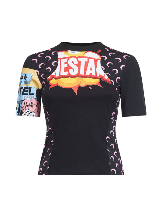 Black jersey regenerated graphic baby-fit T-shirt