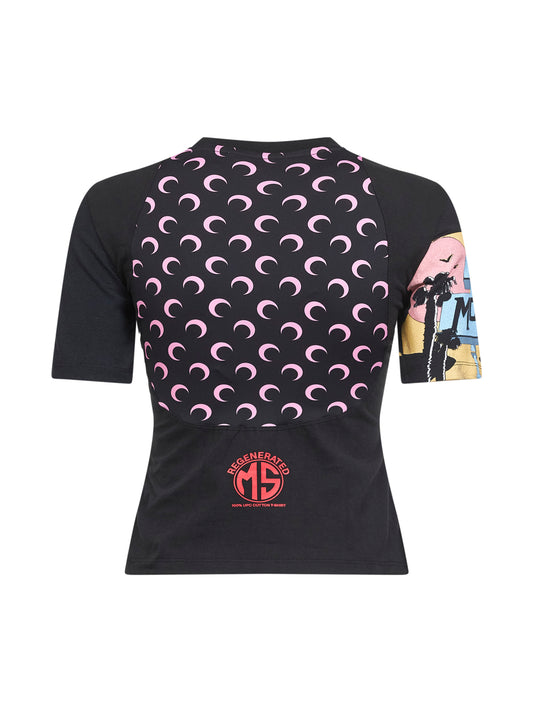 Black jersey regenerated graphic baby-fit T-shirt