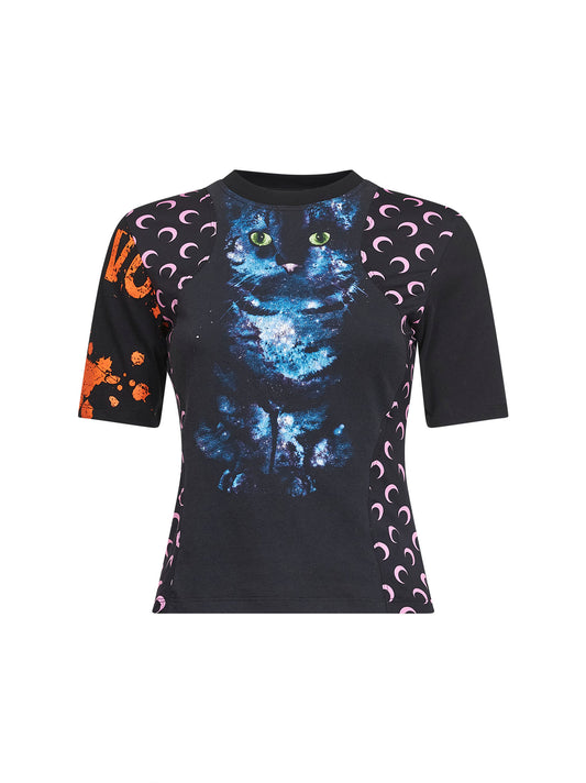 Black jersey regenerated graphic baby-fit T-shirt