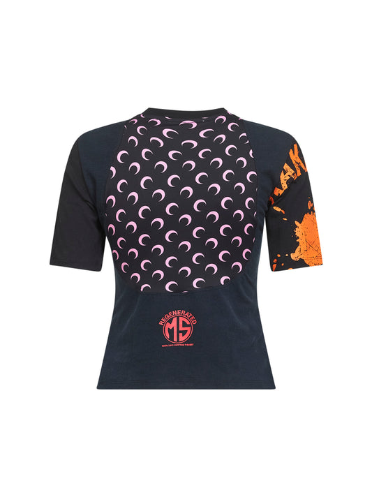 Black jersey regenerated graphic baby-fit T-shirt