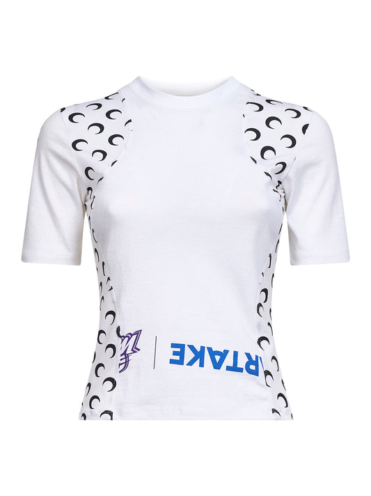 White jersey regenerated graphic baby-fit T-shirt