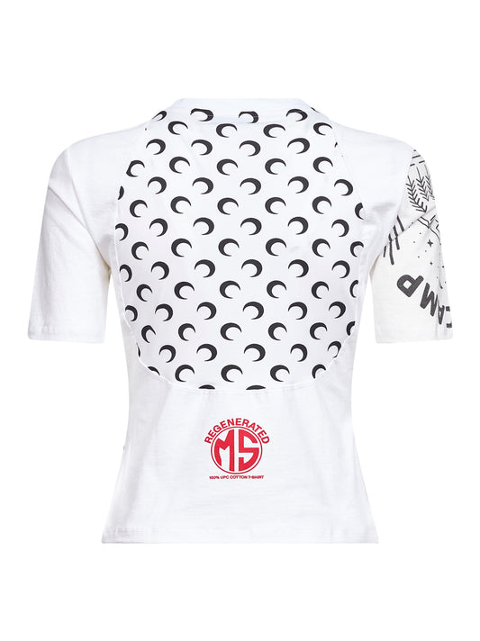 White jersey regenerated graphic baby-fit T-shirt