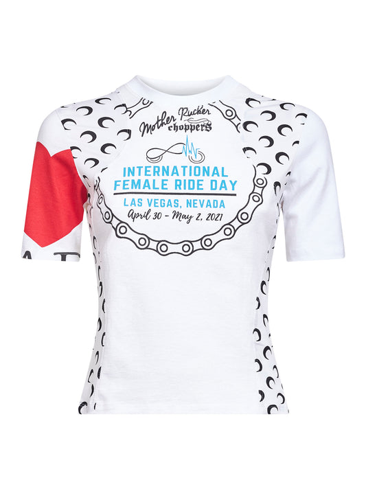 White jersey regenerated graphic baby-fit T-shirt