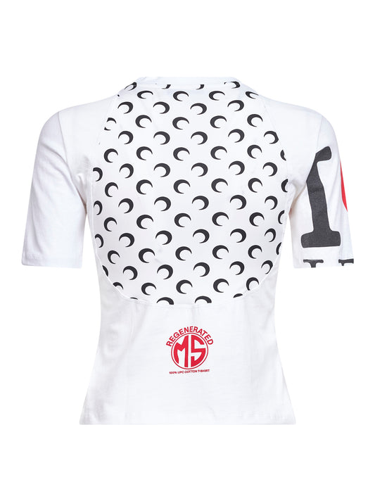 White jersey regenerated graphic baby-fit T-shirt