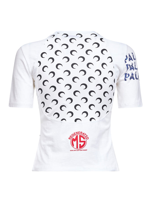 White jersey regenerated graphic baby-fit T-shirt