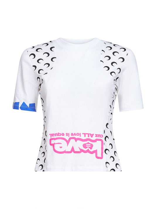 White jersey regenerated graphic baby-fit T-shirt