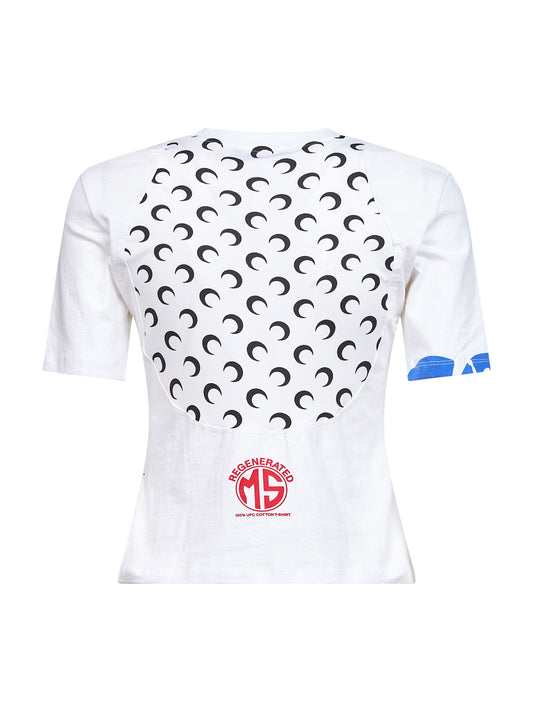 White jersey regenerated graphic baby-fit T-shirt