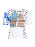 White jersey regenerated graphic baby-fit T-shirt<BR/>
