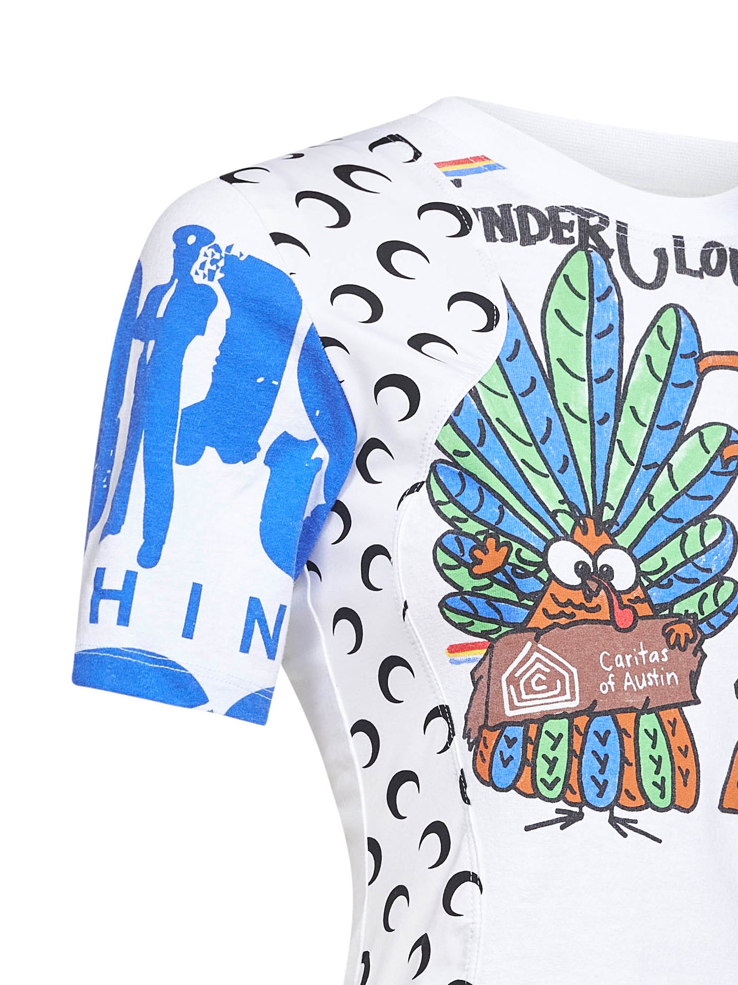 White jersey regenerated graphic baby-fit T-shirt<BR/>