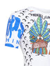 White jersey regenerated graphic baby-fit T-shirt<BR/>