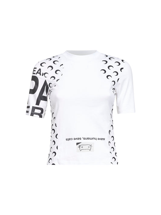 White jersey regenerated graphic baby-fit T-shirt
