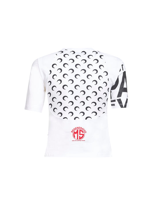 White jersey regenerated graphic baby-fit T-shirt