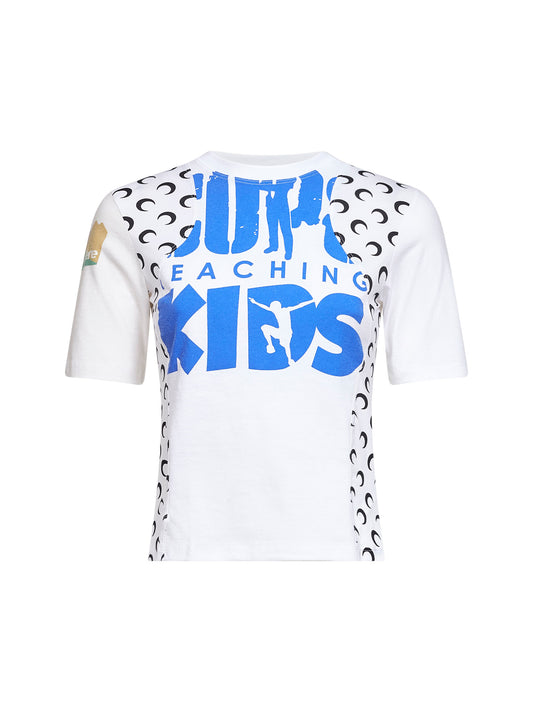 White jersey regenerated graphic baby-fit T-shirt
