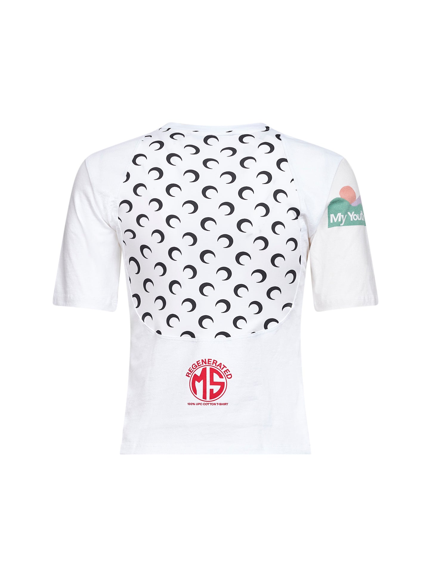 White jersey regenerated graphic baby-fit T-shirt