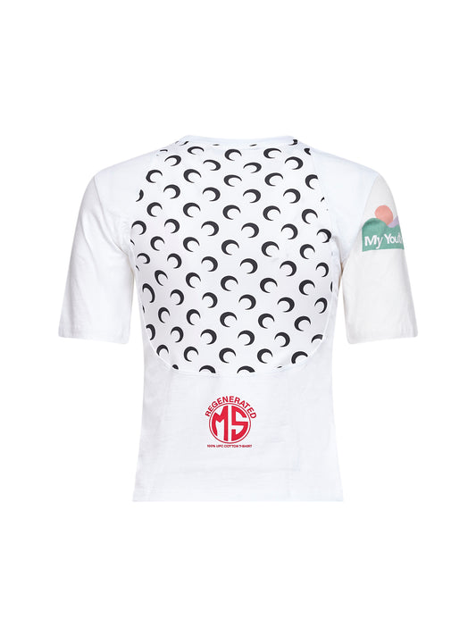 White jersey regenerated graphic baby-fit T-shirt