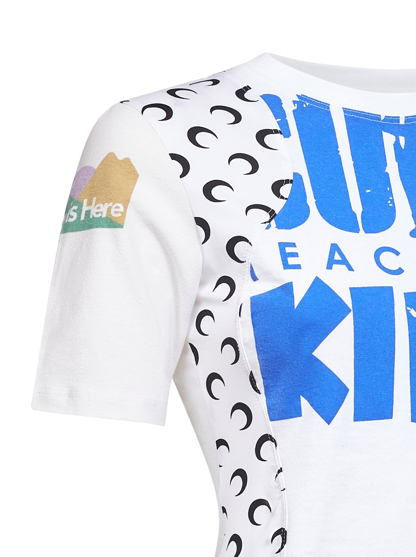 White jersey regenerated graphic baby-fit T-shirt
