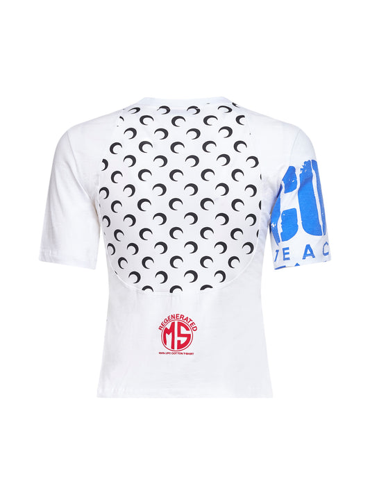 White jersey regenerated graphic baby-fit T-shirt