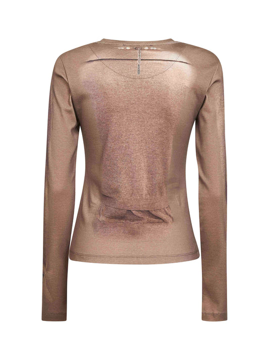 Maglia Trompe-L'œil in cotone beige