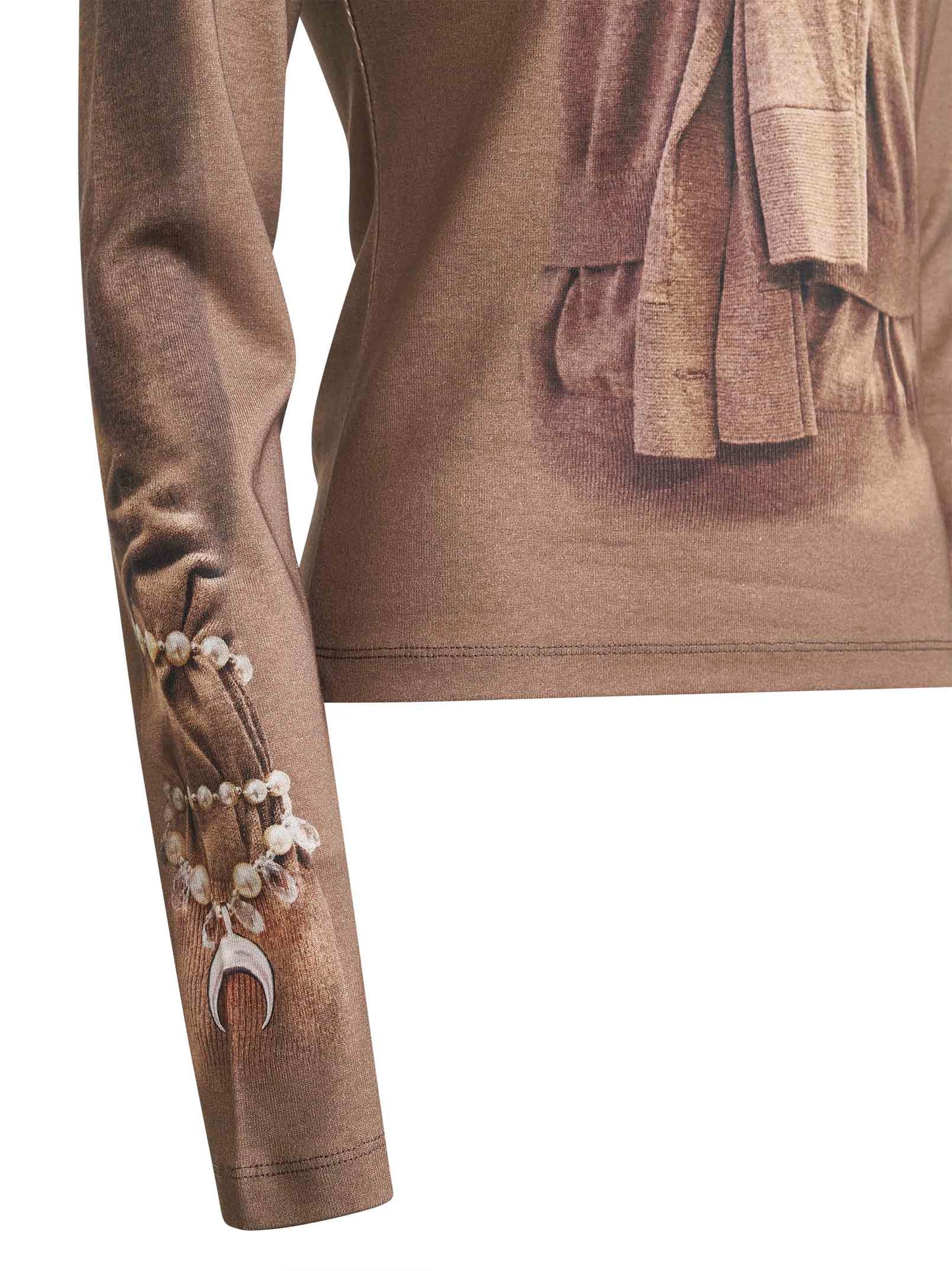 Maglia Trompe-L'œil in cotone beige