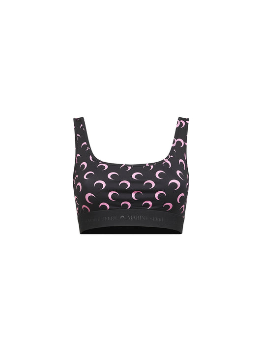 Black printed jersey Moon sports bra