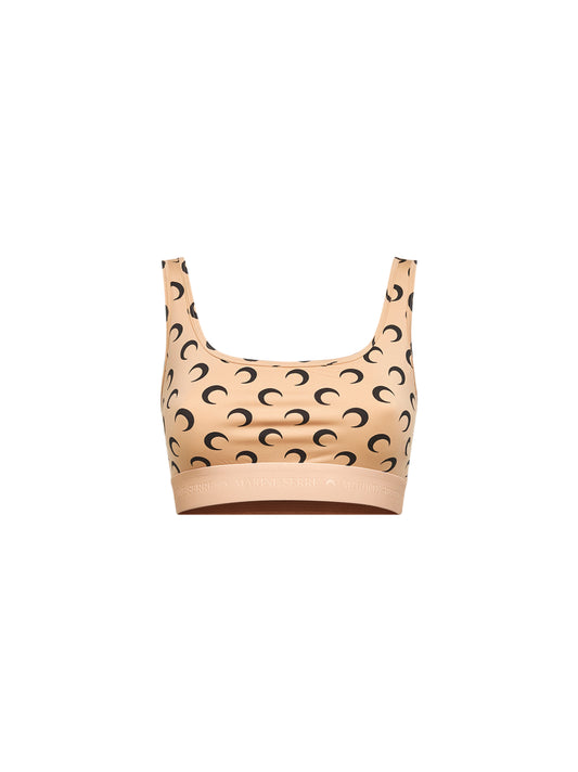 Beige printed jersey Moon sports bra