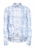 White check cotton gathered shirt