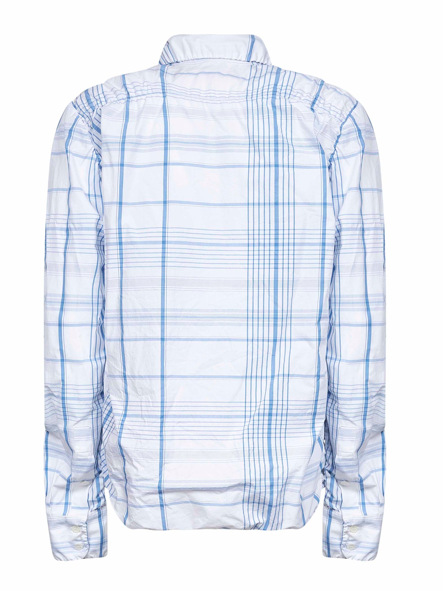 White check cotton gathered shirt