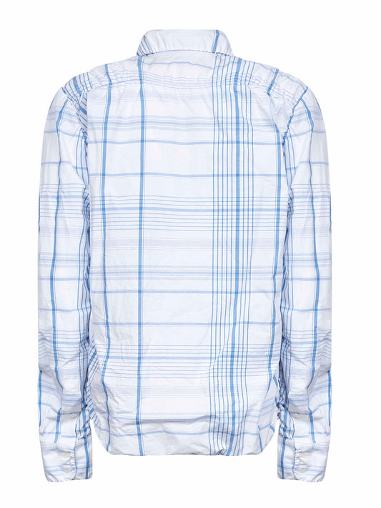 White check cotton gathered shirt
