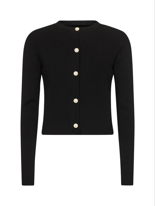 Black viscose blend half-and-half cardigan