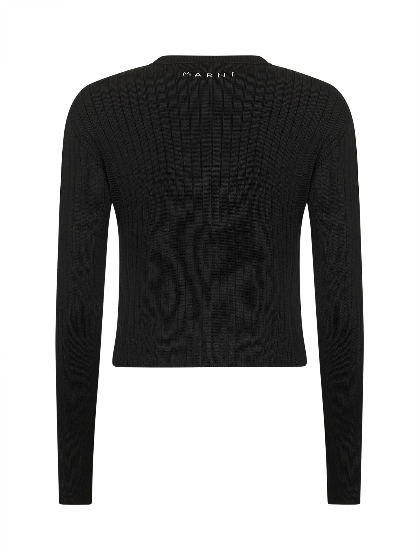 Black viscose blend half-and-half cardigan