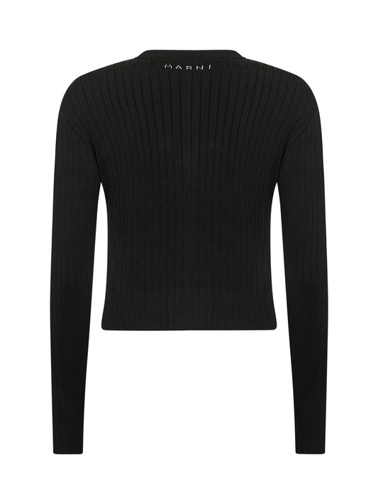 Black viscose blend half-and-half cardigan