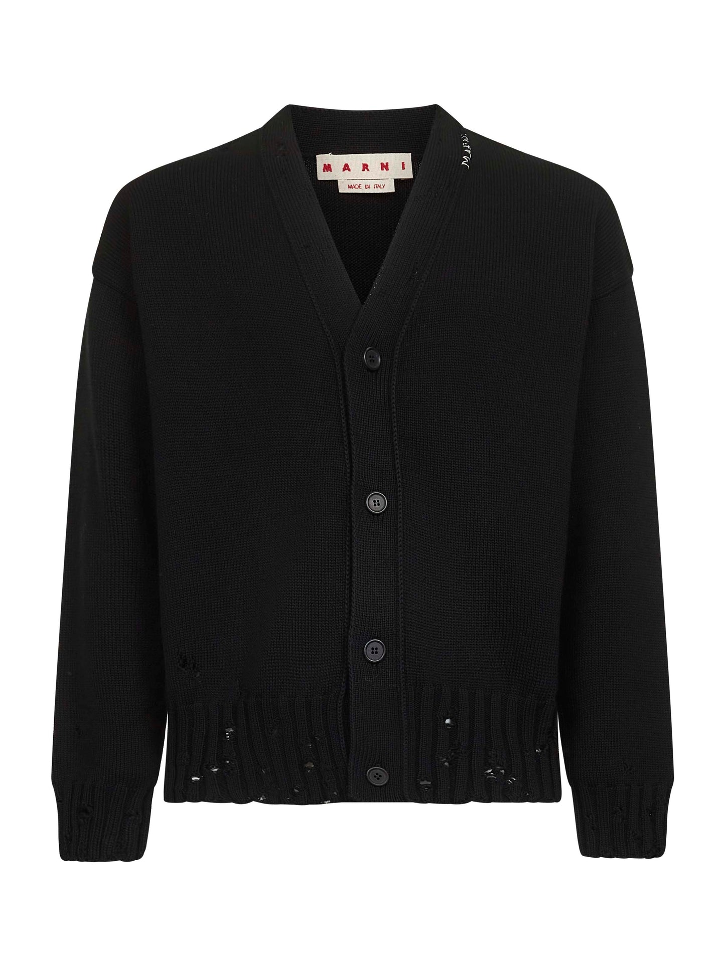 Cardigan in cotone nero con ricamo Marni Symbol