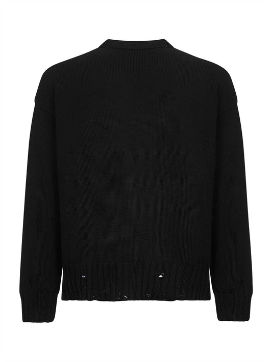 Cardigan in cotone nero con ricamo Marni Symbol