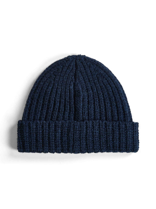 Blue knit hand-stitched logo beanie
