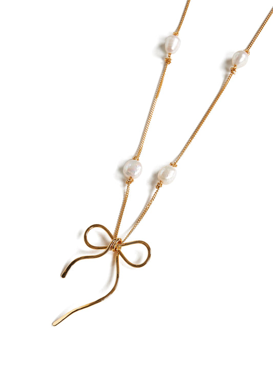 Collana Bow in ottone oro
