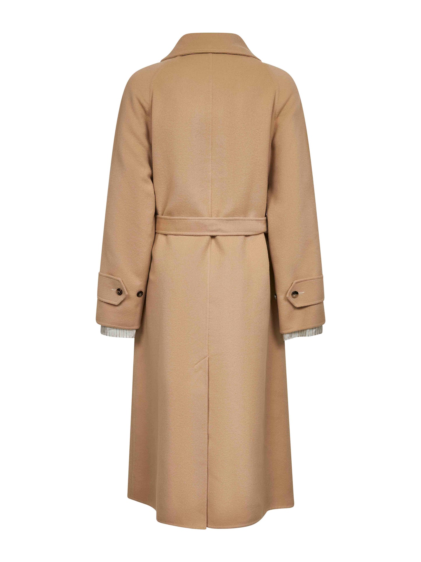 Camel virgin wool and cashmere single-breasted coat