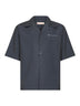 Grey organic poplin bowling shirt