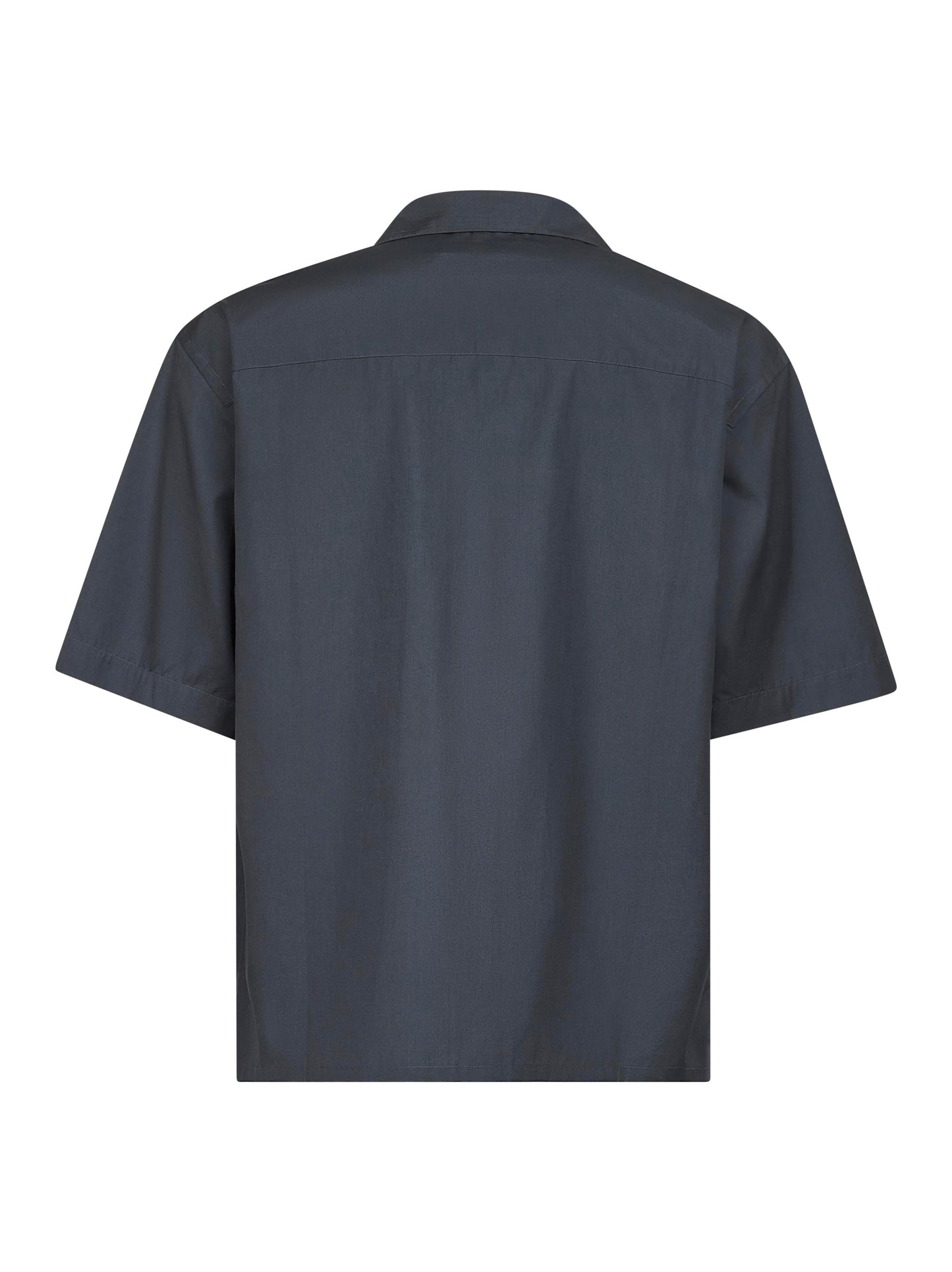 Grey organic poplin bowling shirt
