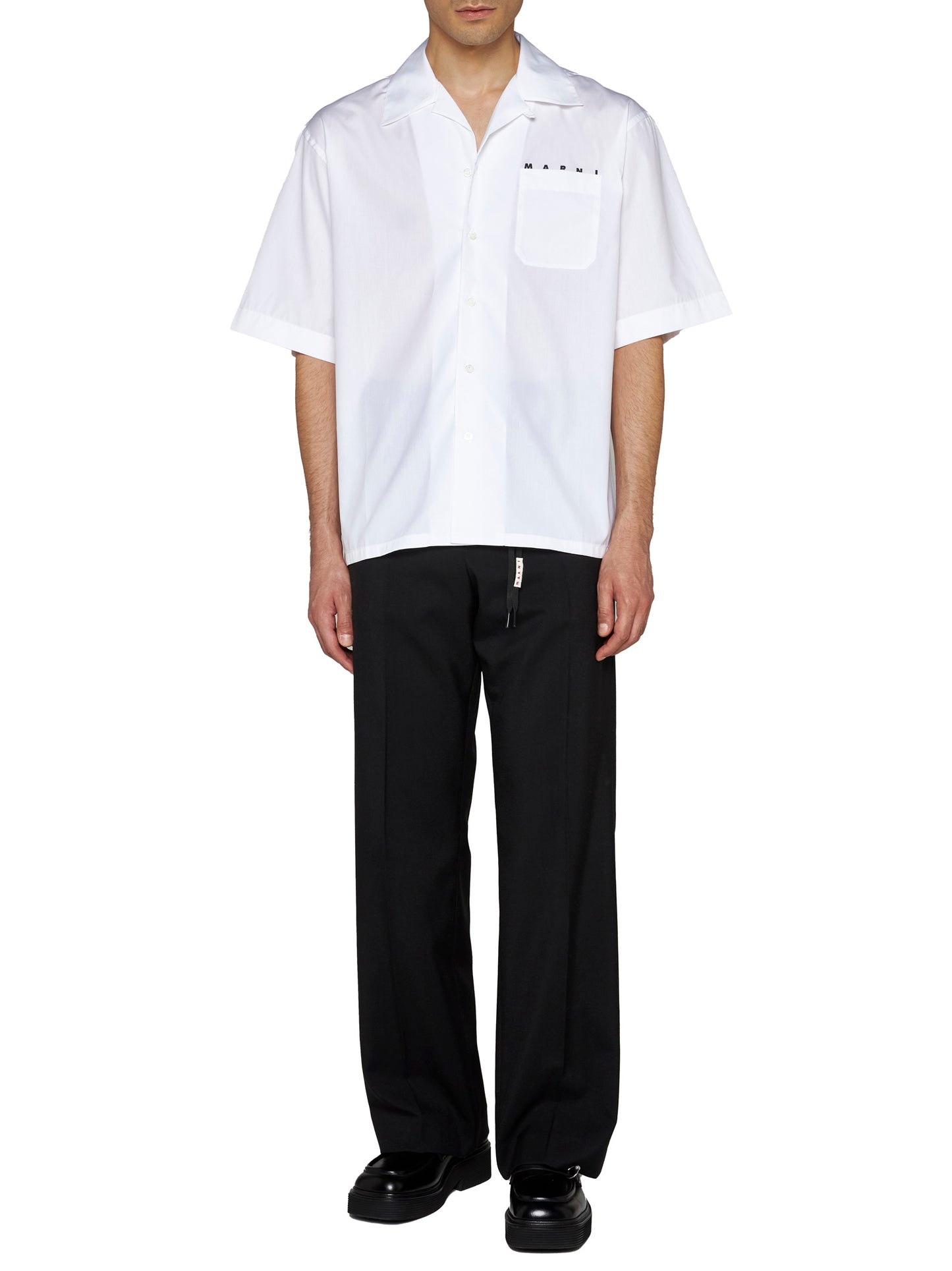 Camicia bowling in popeline biologico bianco con logo
