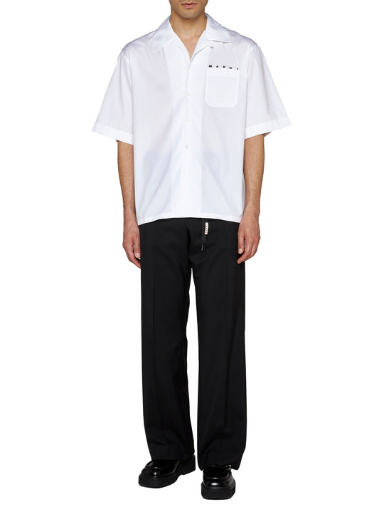 Camicia bowling in popeline biologico bianco con logo