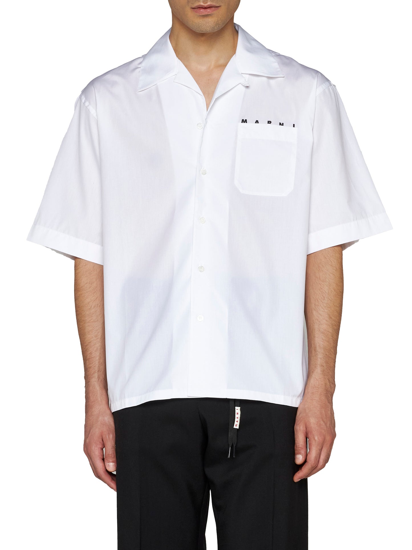 Camicia bowling in popeline biologico bianco con logo