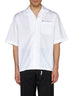 Camicia bowling in popeline biologico bianco con logo