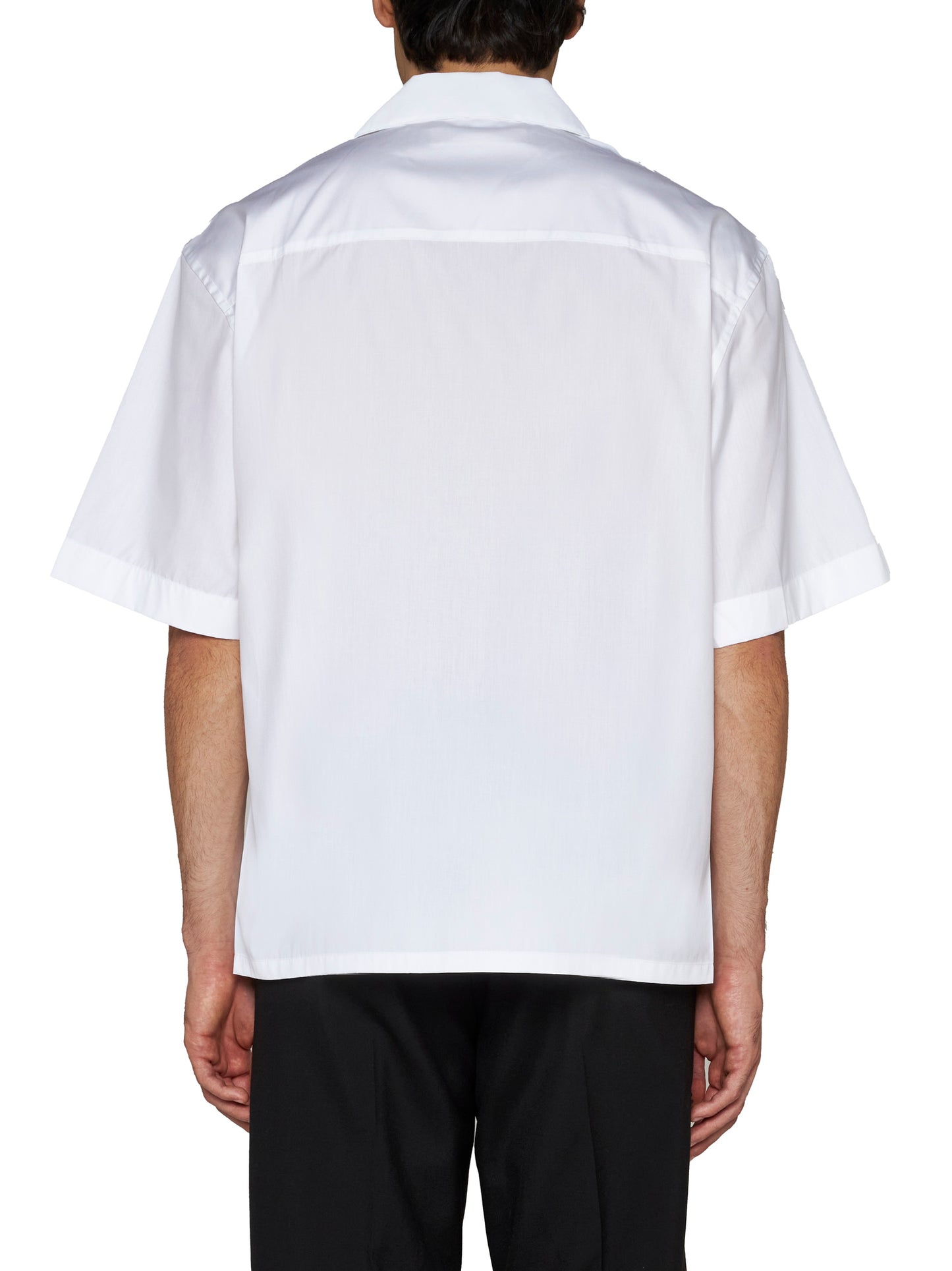 Camicia bowling in popeline biologico bianco con logo