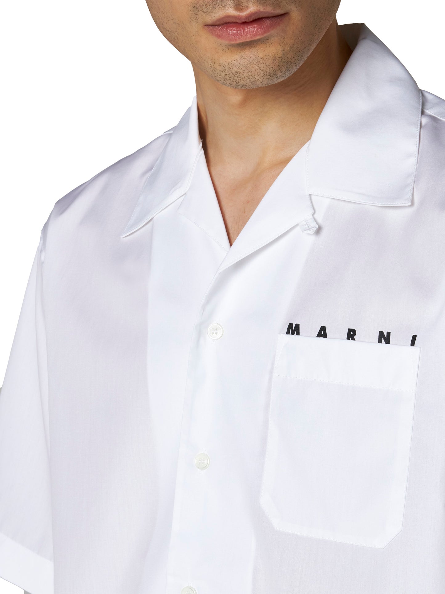 Camicia bowling in popeline biologico bianco con logo